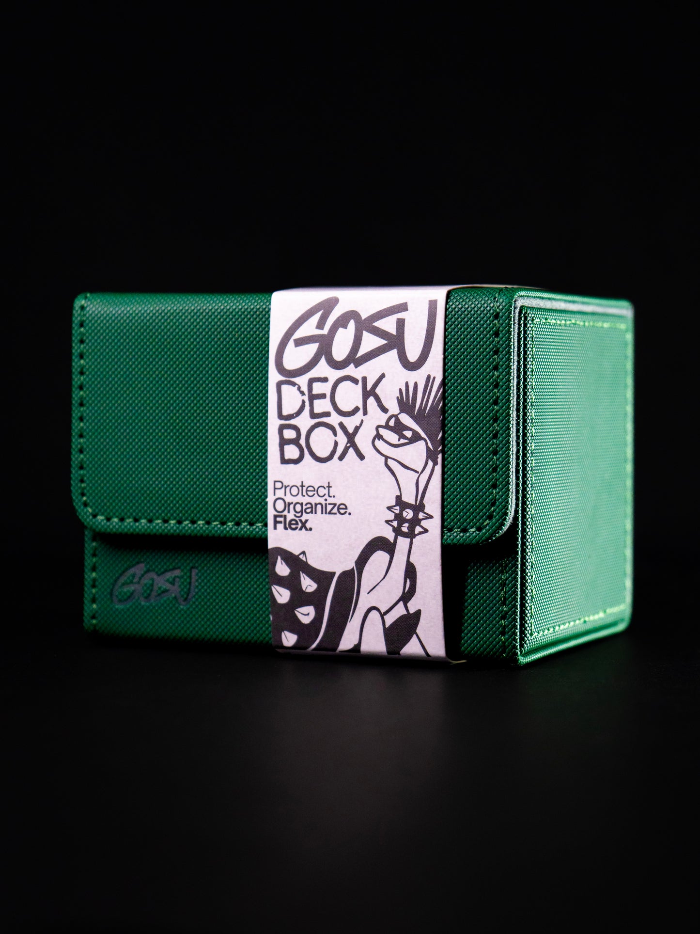 DECKBOX +100 SLEEVED CARDS PU LEATHER - GREEN