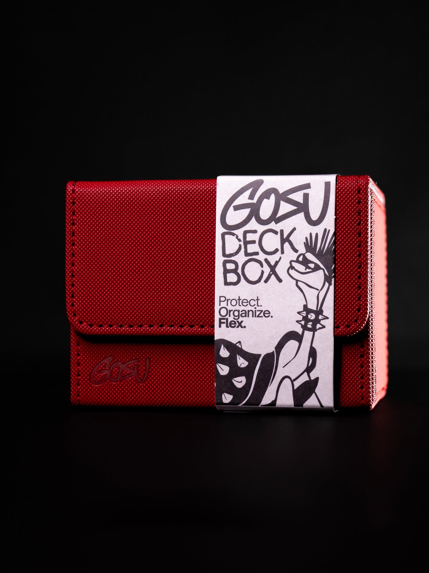 DECKBOX +100 SLEEVED CARDS PU LEATHER - RED