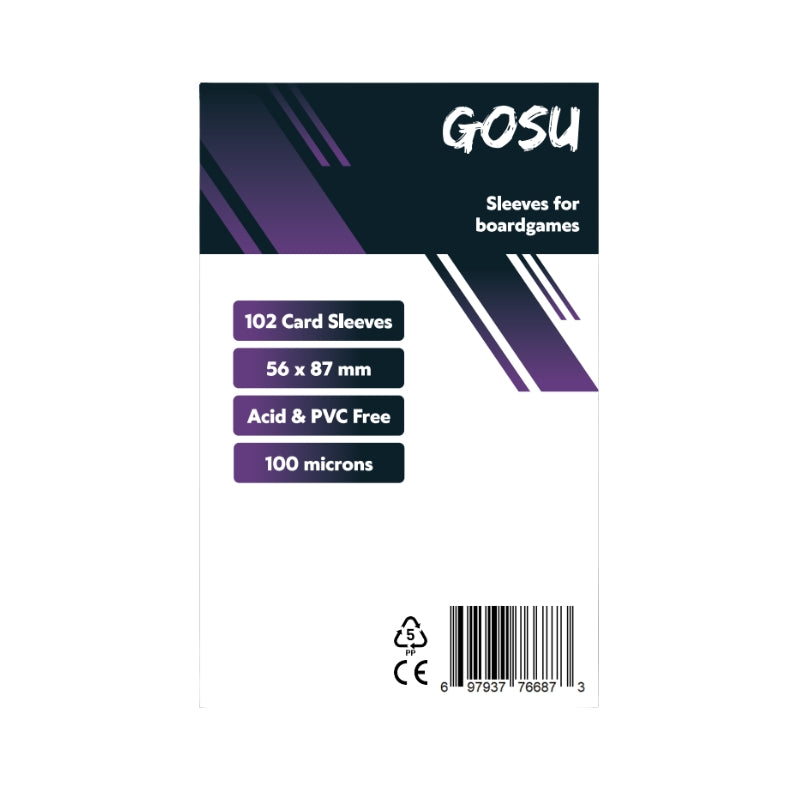 FUNDAS PREMIUM 56 X 87 MM FOR BOARDGAMES (102 PCS - 100 MICRAS)