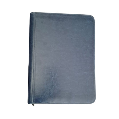 BINDER LEATHER ZIP BLUE 9 POCKET 360 CARD SLOTS