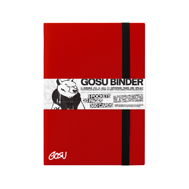 BINDER W/ELASTIC BAND - 9 POCKETS (360 CARD SLOTS) - RED