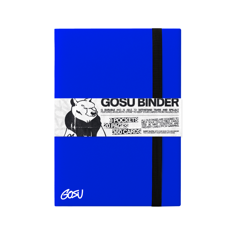 BINDER W/ELASTIC BAND - 9 POCKETS (360 CARD SLOTS) - BLUE