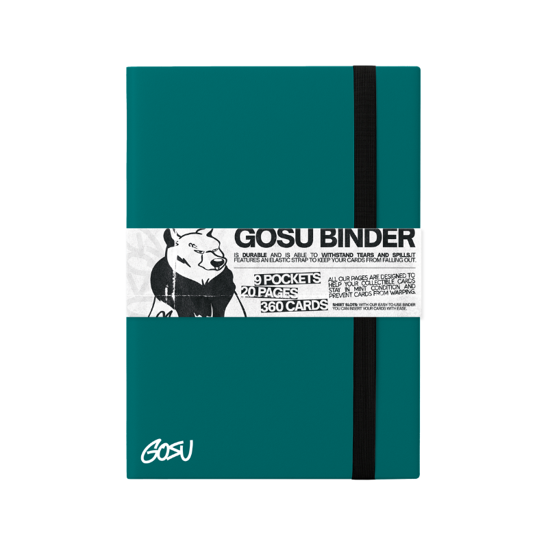 BINDER W/ELASTIC BAND - 9 POCKETS (360 CARD SLOTS) - GREEN