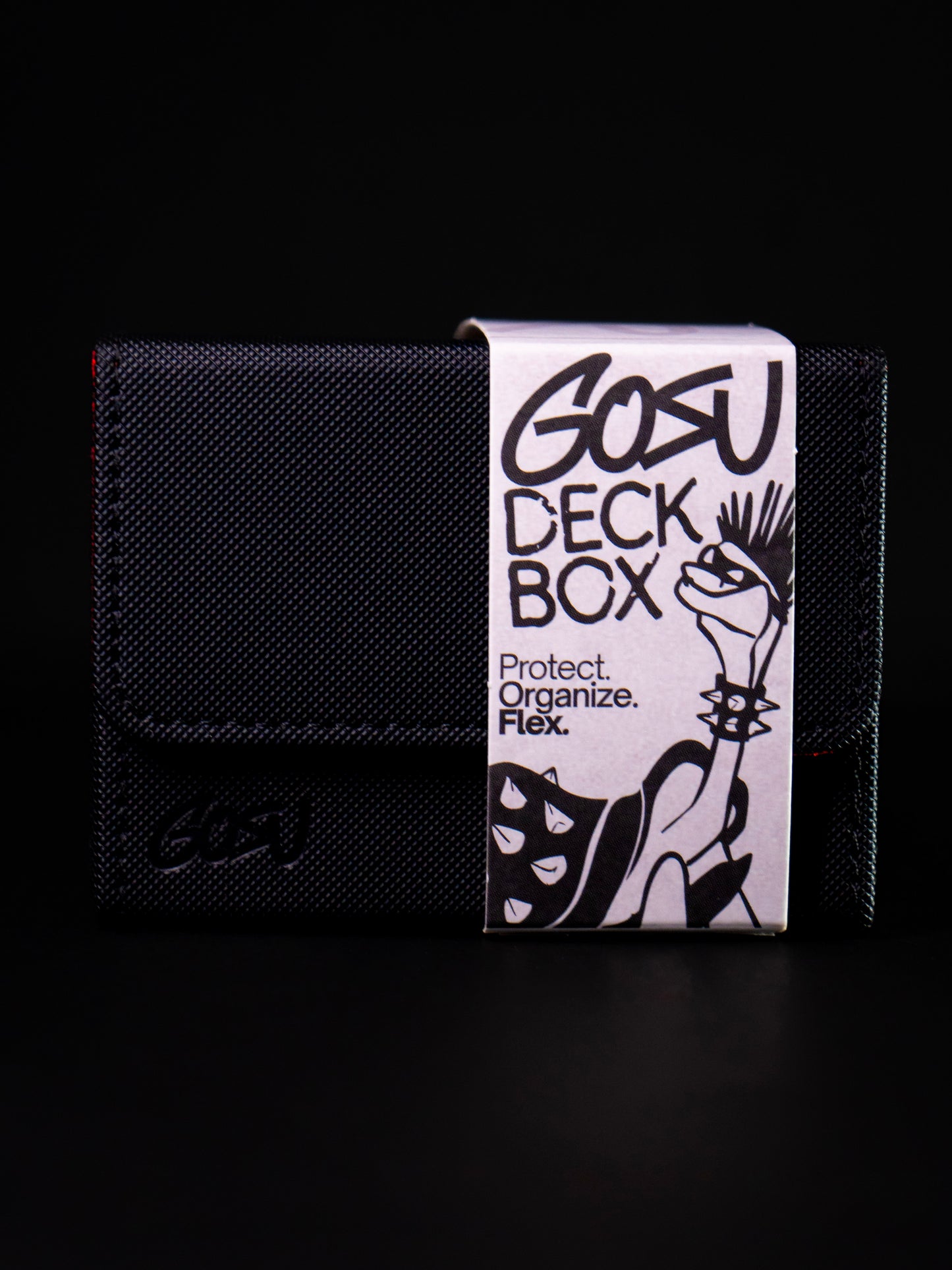 DECKBOX +100 SLEEVED CARDS PU LEATHER - BLACK
